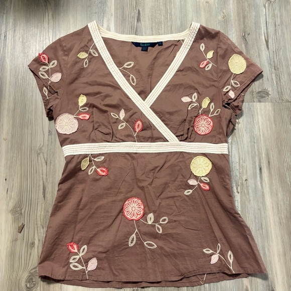 Boden Brown Floral Embroidered Blouse boho style - Picture 1 of 7